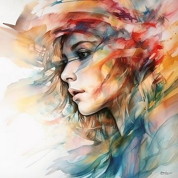 Abstract watercolour of a girl/woman. by Gelissen Artworks