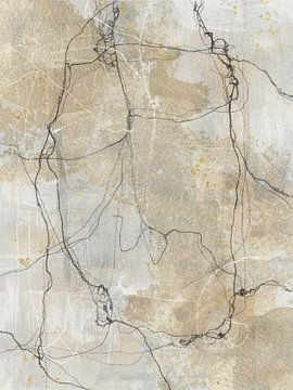 Rustige Japandi Art in Beige en Goud