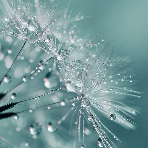 Dauwdruppels op een paardenbloem