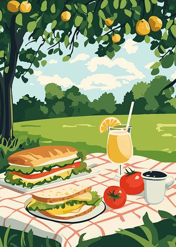 Zomerpicknick onder citroenbomen