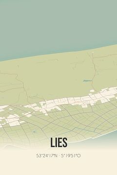 Vintage landkaart van Lies (Fryslan) van MijnStadsPoster