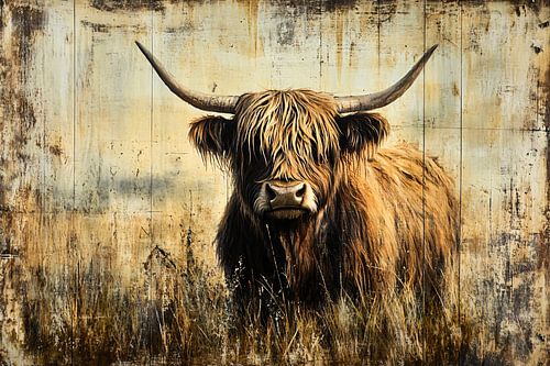 Highlander écossais dans un champ naturel