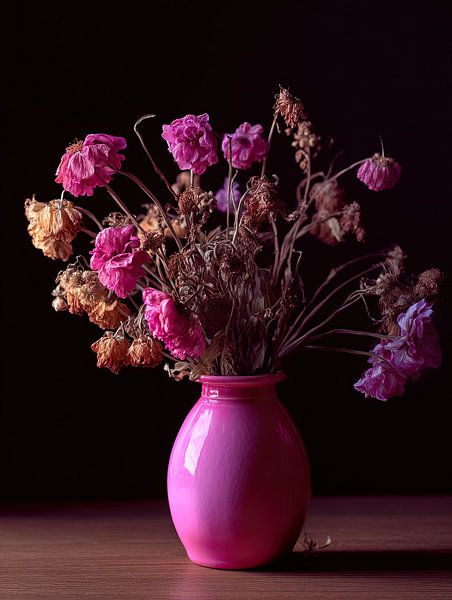 Pink vase and flowers by Franka Poulain
