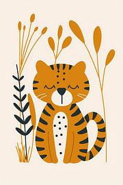 Minimalistisches Tigermuster mit Pflanzen von Art & Soul Creations