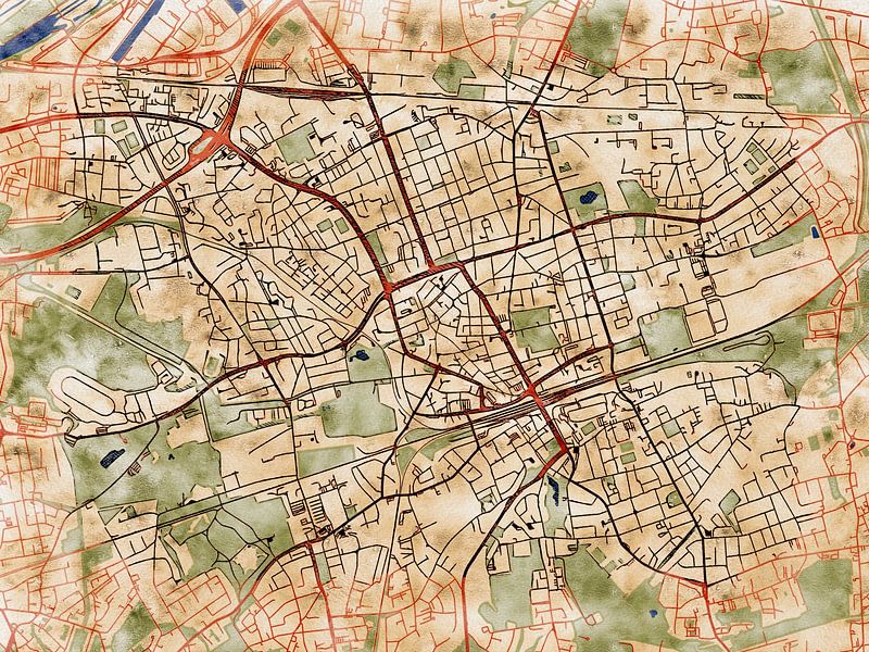 Map of Gelsenkirchen with the style 'Serene Summer' by Maporia