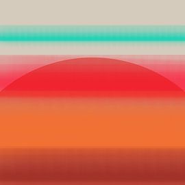 Neon art. Colorful minimalist geometric abstract in terra, orange, red, green by Dina Dankers