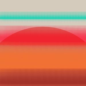 Neon-Kunst. Bunte minimalistische geometrische abstrakte in terra, orange, rot, grün von Dina Dankers