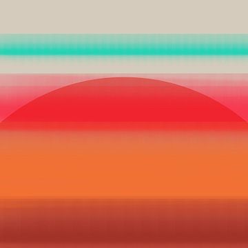 Neon kunst. Kleurrijk minimalistisch geometrisch abstract in terra, oranje, rood, groen van Dina Dankers