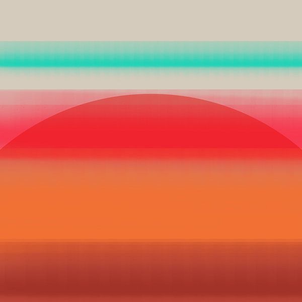 Neon-Kunst. Bunte minimalistische geometrische abstrakte in terra, orange, rot, grün von Dina Dankers