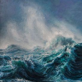 Aan de kust storm zee van KB Prints