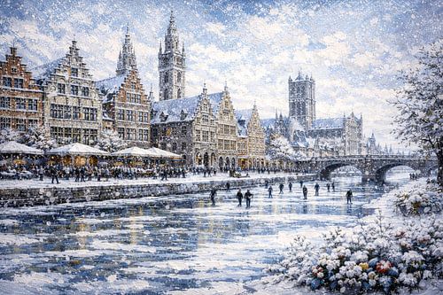 Gent, België, een impressionistisch schilderij.