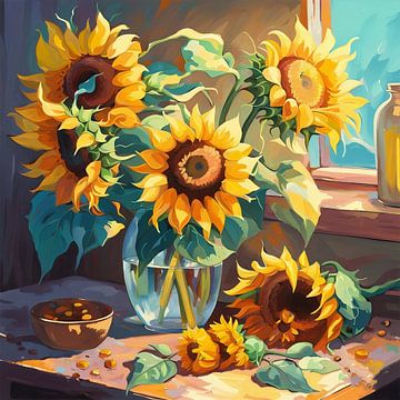 Schwellenleben mit Sonnenblumen von Biljana Zdravkovic