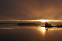 Zonsopkomst met gouden gloed. 