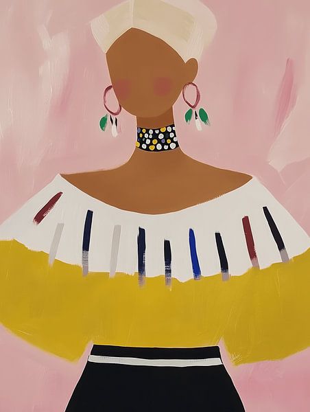 Colourful illustration, portrait by Carla Van Iersel