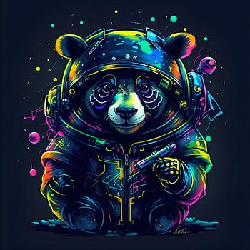 cyberpunk panda in space suit