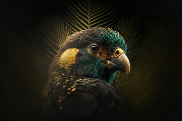 Magnifique portrait d'un oiseau dans la jungle sur Surreal Media
