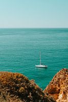 Sailing yacht off the Algarve coast