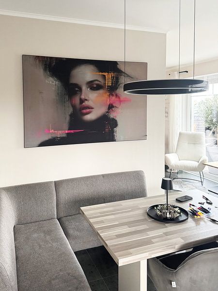 Modernes abstraktes Porträt mit Neon-Akzenten