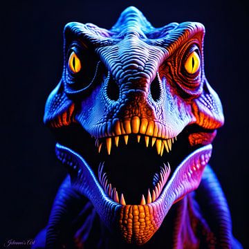 Neon/Schwarzlicht Kunst eines Dinosauriers 1 von Johanna's Art