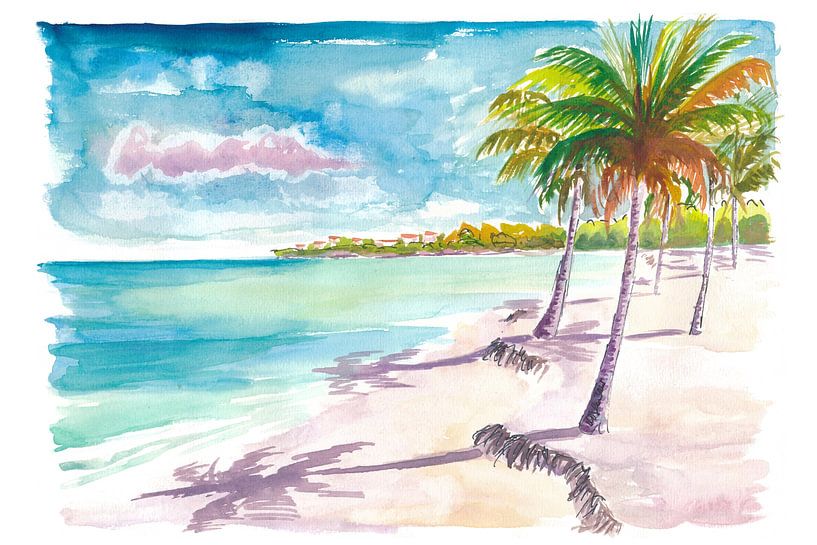 Shoal Bay Anguilla Weißer Sand mit Palmen und türkisfarbenem Karibikwasser von Markus Bleichner