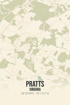 Carte ancienne de Pratts (Virginie), USA. sur Rezona