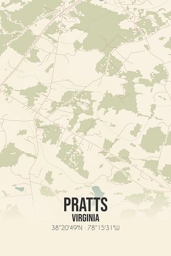 Alte Karte von Pratts (Virginia), USA.