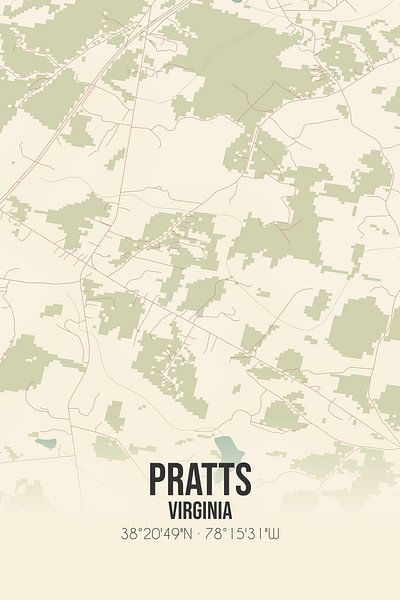 Carte ancienne de Pratts (Virginie), USA. par Affiches de lieux