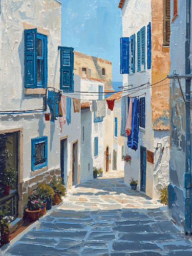 Mediterranean Village Alley Painting