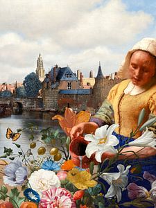 Het Melkmeisje - View of Delft Garden Edition sur Marja van den Hurk