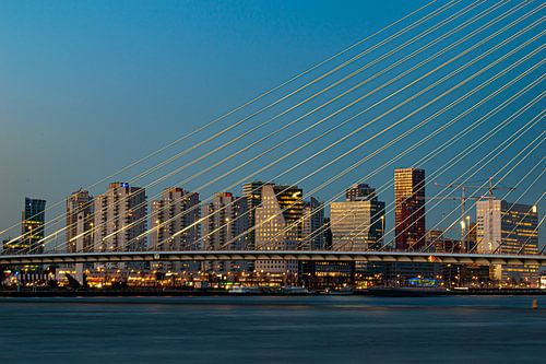 Rotterdam skyline through the Erasmus Bridge
