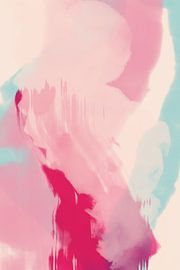 Peinture abstraite aux couleurs pastel. Rose fluo, rose, turquoise clair. sur Dina Dankers