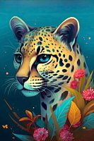 Colourful animal portrait: Leopard