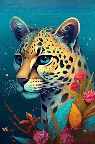 Colourful animal portrait: Leopard