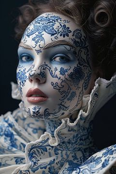 Portrait bleu de Delft sur Ernst Leijdekkers