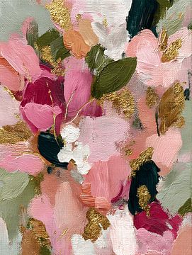 Fleur abstraite en rose et vert sur Gypsy Galleria