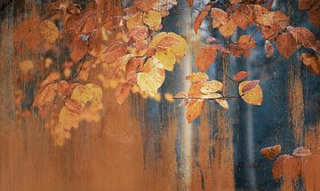 Picturesque rusty autumn leaves
