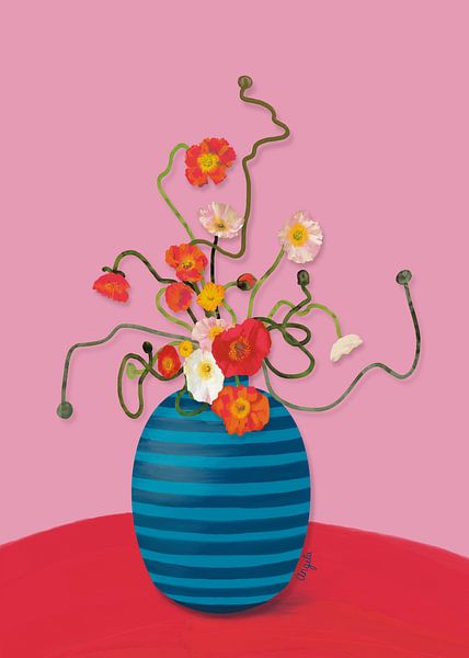Impression d'art fleurs joyeuses sur vase par Angela Peters