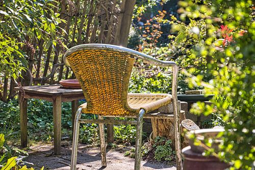 Zomers zitje in een tuin