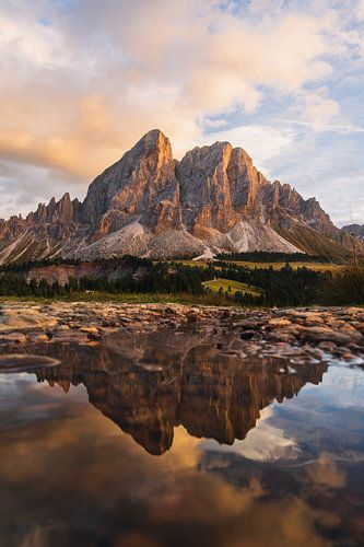 Majestic Peitlerkofel with reflection