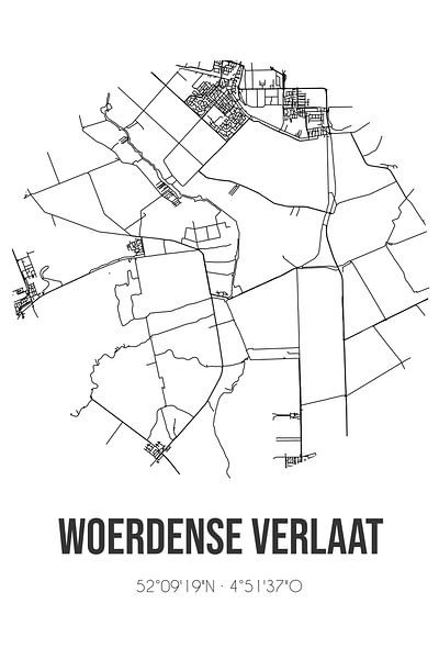 Woerdense Verlaat (South-Holland) | Map | Black and White by Prints of Place