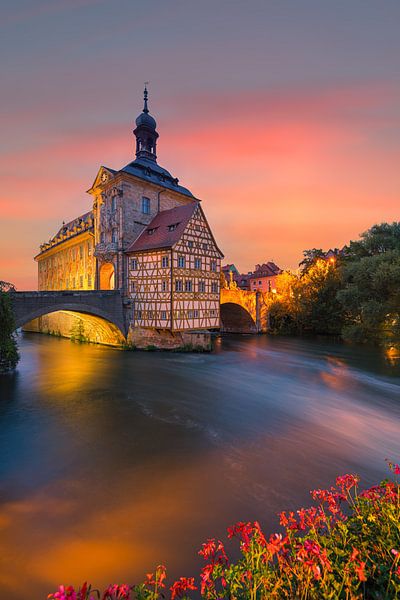 Sonnenuntergang am alten Rathaus in Bamberg, Bayern, Deutschland von Henk Meijer Photography