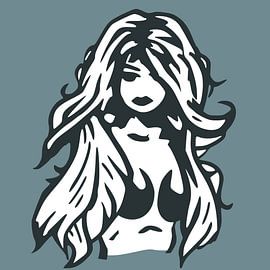 Portrait of young woman in blue and white by Emiel de Lange