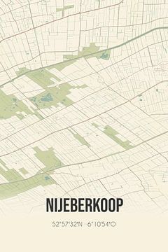 Vintage map of Nijeberkoop (Fryslan) by Rezona