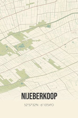 Vintage landkaart van Nijeberkoop (Fryslan)