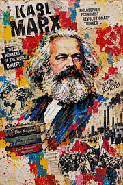 Schilderij in popartstijl van Karl Marx – Duitse filosoof en politiek denker