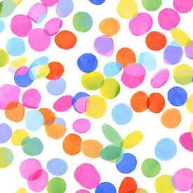 Kleurrijke confetti in aquarelverf van Kim Karol / Ohkimiko