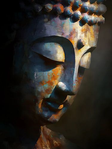 Buddha Kunstwerk Modern – Spirituelle Wanddekoration mit Goldakzenten