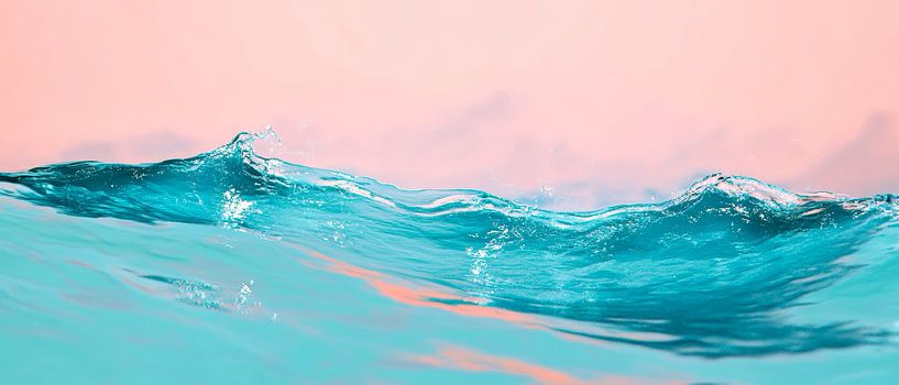 Des vagues douces sous un ciel rose par Poster Art Shop