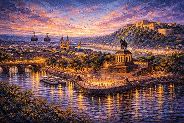 Koblenz in Duitsland, een impressionistisch schilderij. van Galerij Hoppenbrouwers
