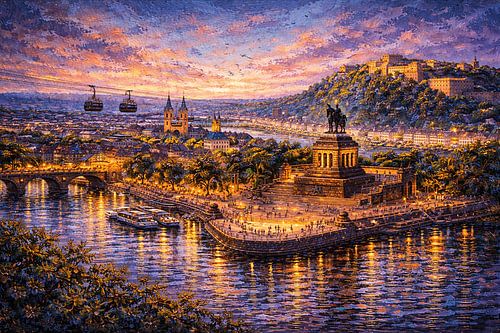 Koblenz in Duitsland, een impressionistisch schilderij.